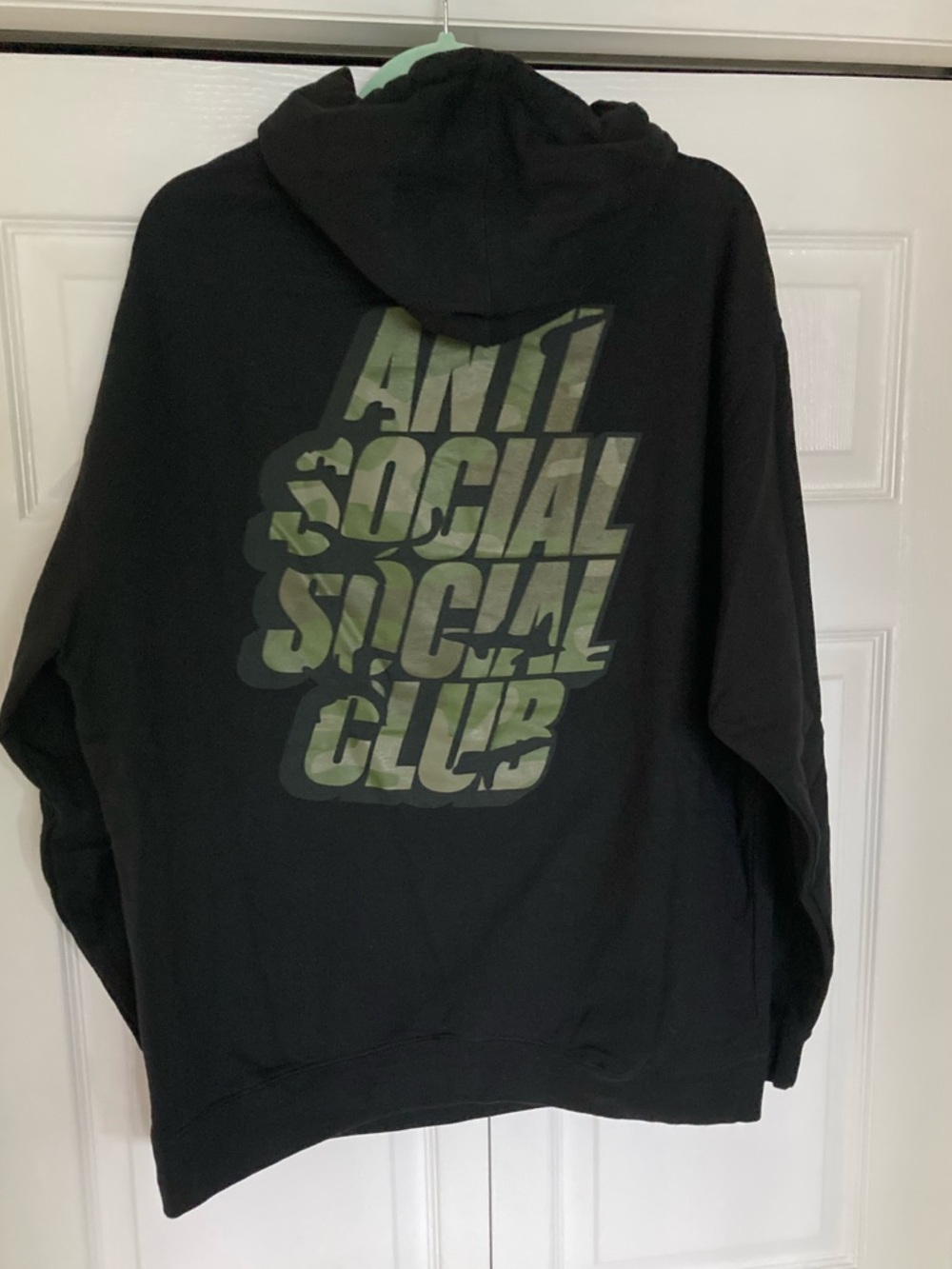 Anti Social Social Club Men's Black Hoodie with Olive camo  Logo